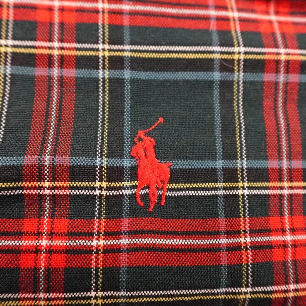 Ralph Lauren Holiday Plaid Button-Down Shirt Men’s Large Small Pony‎